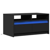 Salontafel met LED-verlichting bewerkt hout zwart - thumbnail