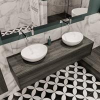 Mondiaz Lush Barco badmeubel eiken Dark brown 150 cm 1 lade mdf 2 waskommen beide zijden zonder kraangat - thumbnail