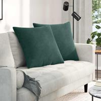 Sofa Kussens 2 pcs Donkergroen 80 x 80 cm Katoen Stof - thumbnail