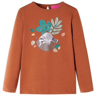 Kindershirt met lange mouwen dierenprint 92 cognackleurig Kindershirt met lange mouwen dierenprint 92 cognackleurig