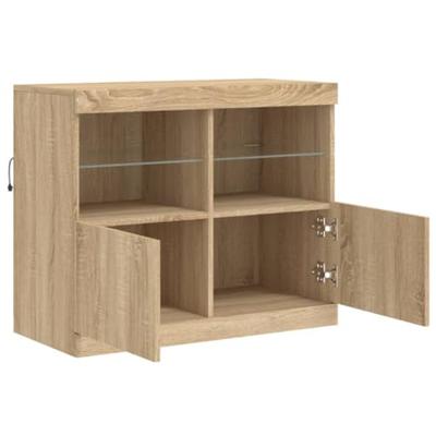 Dressoir met LED-verlichting 81x37x67 cm sonoma eikenkleurig Dressoir met LED-verlichting 81x37x67 cm sonoma eikenkleurig