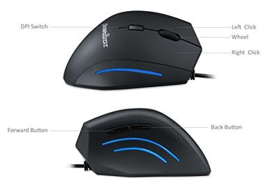 Perixx PERIMICE-508 Ergonomische muis USB Optisch Zwart 6 Toetsen 1000 dpi Ergonomisch - thumbnail