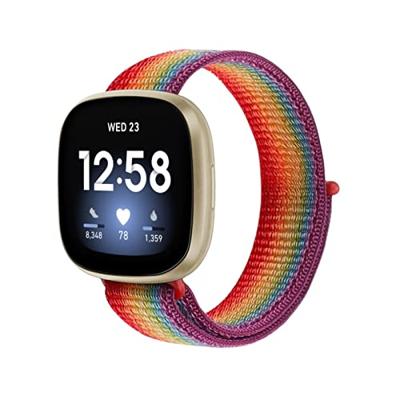 By Qubix - Compatible met Fitbit Versa 3 - Fitbit Versa 4 - Fitbit Sense 1 - Fitbit Sense 2 - Sport loop nylon bandje - Multicolor - Compatible fitbit bandje