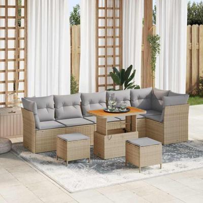 Tuinbankenset 8 pcs Beige poly rattan