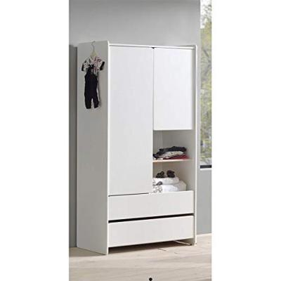 Vipack kledingkast Kiddy 2 deuren en 2 lades - wit - 90x180x55 cm