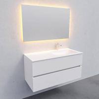 Badkamermeubel Solid Surface BWS Oslo 100x46 cm Rechts Mat Wit (met 1 kraangat) - thumbnail