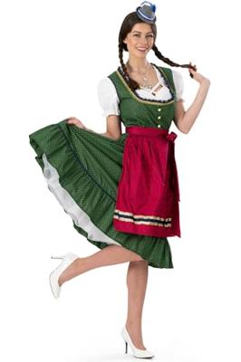 Traditionele Oktoberfest Dirndl Groen/Rood Kristin