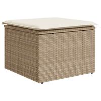 7-delige Loungeset met kussens poly rattan beige - thumbnail