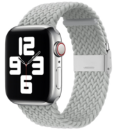 Braided nylon bandje - Lichtgrijs - Geschikt voor Apple Watch 44mm / 45mm / 46mm / 49mm