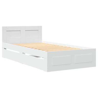 Bedframe met hoofdeinde zonder matras 100x200 cm wit