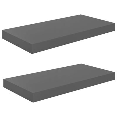 VidaXL Wandschappen zwevend 2 st 50x23,5x3,8 cm mdf hoogglans grijs