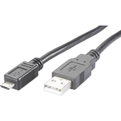 USB-kabel USB-micro-B stekker, USB-A stekker 0.30 m Zwart UL gecertificeerd 975112
