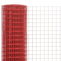 VidaXL Kippengaas 25x0,5 m staal met pvc coating rood - thumbnail