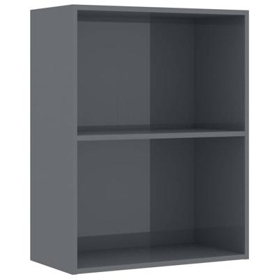 vidaXL Boekenkast 2 schappen 60x30x76,5 cm spaanplaat hoogglans grijs