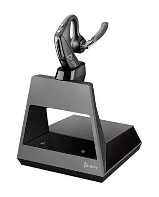 Plantronics Voyager 5200 Office Bluetooth-mono-headset met windsmart-technologie, adaptieve microfoons, IPX4, spraakbesturing, NFC, laadstation met USB-A, zwart, één maat