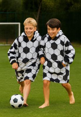 Draagbare deken met capuchon & mouwen - kind - voetbal