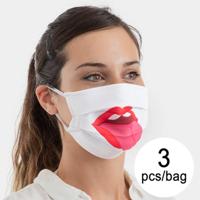 Hygiënisch en herbruikbaar gezichtsmasker gemaakt van stof Tongue Luanvi Maat M Pakket van 3 stuks - thumbnail