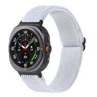 Elastische solo loop nylon bandje - Wit - Samsung Galaxy Watch 8 - 40mm / 44mm Elastische solo loop nylon bandje - Wit - Samsung Galaxy Watch 8 - 40mm / 44mm