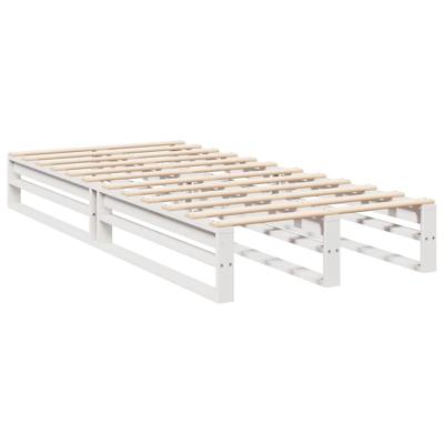 Bed met boekenkast zonder matras grenenhout wit 200x200 cm - thumbnail