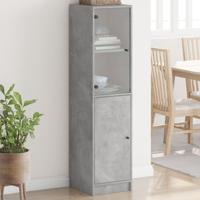 Hoge kast met glazen deur 35x37x142 cm betongrijs - thumbnail
