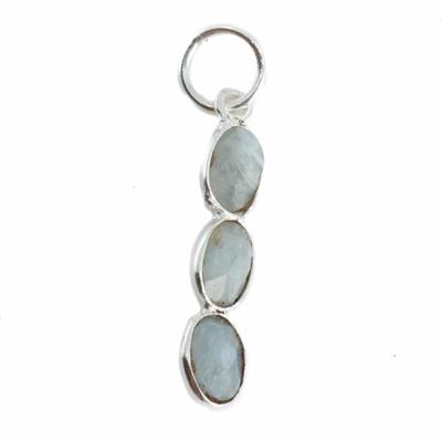 Edelsteen Hanger Aquamarijn 3 Stenen - Zilver - 20 x 4 mm Edelsteen Hanger Aquamarijn 3 Stenen - Zilver - 20 x 4 mm