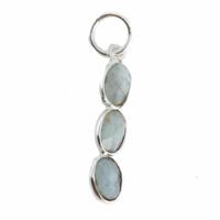 Edelsteen Hanger Aquamarijn 3 Stenen - Zilver - 20 x 4 mm - thumbnail