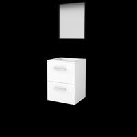 Basic-Line Framed 46 Badkamermeubelset - 50 x 46 cm - Met Grepen - 2 Lades - Acryl Wastafel - Zonder Kraangat - Spiegel met Zwart Aluminium Frame - Ice White - thumbnail