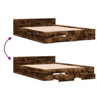 Bedframe met lades bewerkt hout gerookt eikenkleurig 120x190 cm - thumbnail
