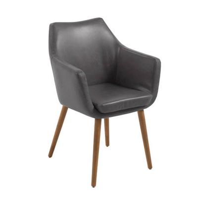 Eetkamerstoel 'Rikke' PU-leder, kleur grijs