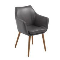 Eetkamerstoel 'Rikke' PU-leder, kleur grijs - thumbnail