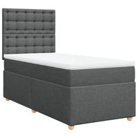 Boxspring met matras stof donkergrijs 140x200 cm - thumbnail
