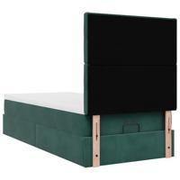 Ottoman bed met matrassen 90x200cm fluweel donkergroen - thumbnail