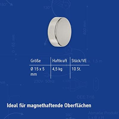 Magneet maul neodymium rond 15x5mm 4.5kg