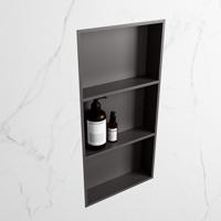 MONDIAZ EASY Nis 59,5x29,5cm in solid surface kleur DarkGrey | DarkGrey. 3 vakken geschikt voor in- of opbouw - thumbnail