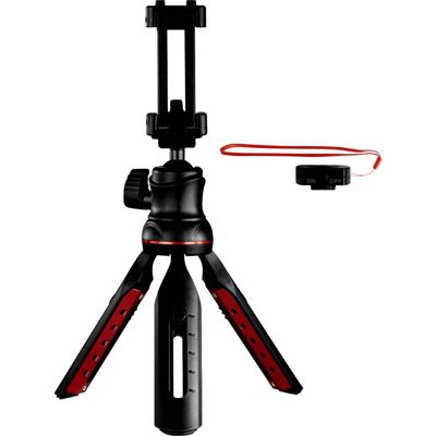 Hama Mobiele telefoon statief met Bluetooth afstandsbediening (selfiestick, camerastatief met mobiele telefoonhouder, reisstatief met 3D-kogelgewricht, 1/4 inch schroefdraad voor smartphone en