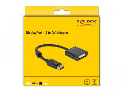 Delock 63482 Adapter DisplayPort 1.2 male naar DVI female 4K Actief zwart