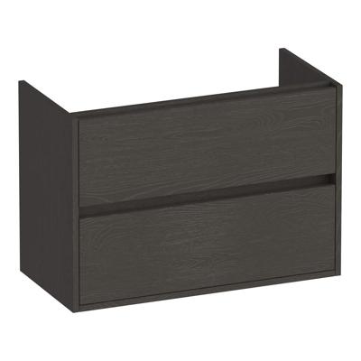 Brauer Adore - Onderkast Ondiep - 80 cm - met 2 Softclose Lades Greeploos en 1 Sifon Uitsparing - Timber Anthracite