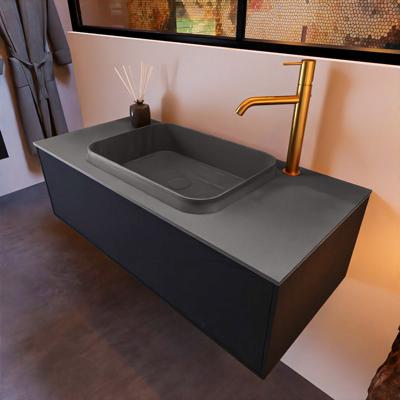 Badkamermeubelset Mondiaz Erin 100 cm met 1 Lade met RIDGE Wastafel Midden Dark grey met 1 kraangat Greeploos Mat Urban Badkamermeubelset Mondiaz Erin 100 cm met 1 Lade met RIDGE Wastafel Midden Dark grey met 1 kraangat Greeploos Mat Urban