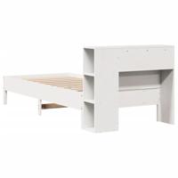 Bed met boekenkast zonder matras grenenhout wit 90x190 cm - thumbnail
