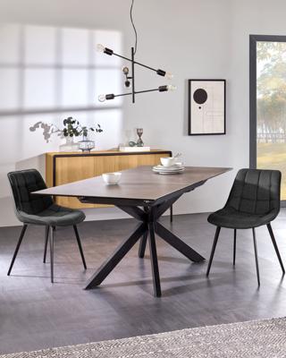 Kave Home Uitschuifbare Eettafel 'Atminda' Keramiek, 160-210 x 90cm, kleur zwart Kave Home Uitschuifbare Eettafel 'Atminda' Keramiek, 160-210 x 90cm, kleur zwart
