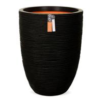 Capi nature elegant laag rib nl kunststof vaas 34x46 cm zwart - thumbnail