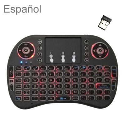 Ondersteuning taal: Spaans i8 Air Mouse draadloze achtergrondverlichting toetsenbord met touchpad voor Android TV Box & Smart TV & PC Tablet & Xbox360