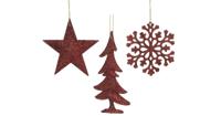Hanger plc glitter ossenbloed assorti kerstbal hangdeco kerst Decoris - Decoris - thumbnail