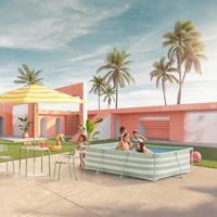 Swim Essentials luxe groen gestreept zwembad, 300x200x75cm - thumbnail