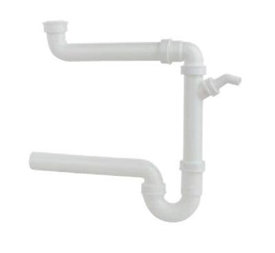 Kirchhoff Kunststof ruimtebesparende spoelbak buisvormige sifon, wit, 1 1/2" H x 50 mm, met 3/4" apparaataansluiting - 98833648