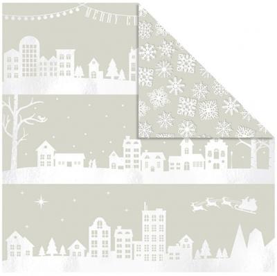 Vivi Gade Design papier, huizen en sneeuwvlokken, vel 30,5x30,5 cm, 180 gr, 3 vel/ 1 doos
