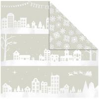 Vivi Gade Design papier, huizen en sneeuwvlokken, vel 30,5x30,5 cm, 180 gr, 3 vel/ 1 doos - thumbnail