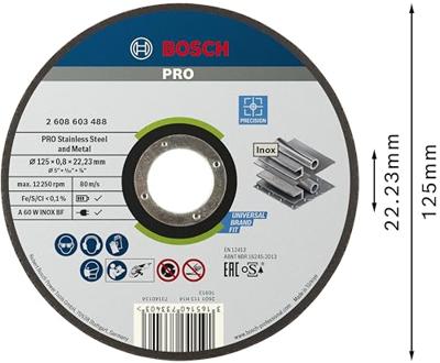 Bosch Accessoires Doorslijpschijf recht Best for Inox - Rapido A 60 W INOX BF, 125 mm, 22,23 mm, 0,8 mm 1st - 2608603488 Bosch Accessoires Doorslijpschijf recht Best for Inox - Rapido A 60 W INOX BF, 125 mm, 22,23 mm, 0,8 mm 1st - 2608603488