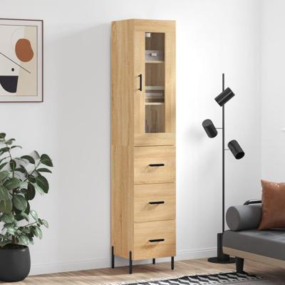 Hoge kast 34,5x34x180 cm bewerkt hout sonoma eikenkleurig