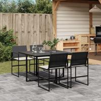 5-delige Tuinset met kussens poly rattan zwart - thumbnail
